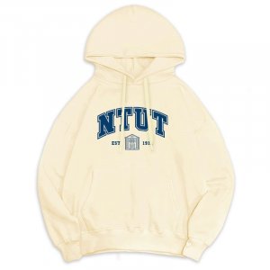 【預購截止，12/25陸續出貨】NTUT午厚時光落肩帽T_紅樓款_奶油布蕾