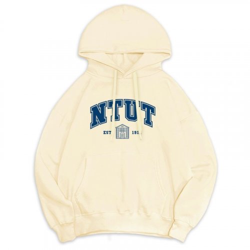 【預購截止，12/25陸續出貨】NTUT午厚時光落肩帽T_紅樓款_奶油布蕾