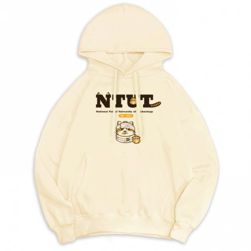 【預購已截止，11/28陸續出貨】NTUT燒賣喵喵落肩帽T_奶白