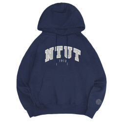 NTUT立體毛巾繡落肩帽T_經典藍