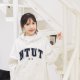 【2025新品上市】NTUT立體毛巾繡落肩帽T_麻花白