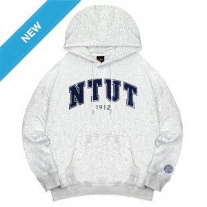 【2025新品上市】NTUT立體毛巾繡落肩帽T_麻花白