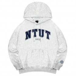 NTUT立體毛巾繡落肩帽T_麻花白