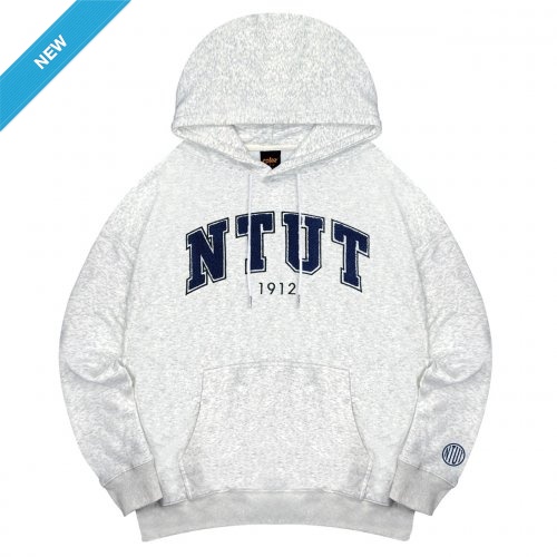 【2025新品上市】NTUT立體毛巾繡落肩帽T_麻花白