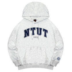NTUT立體毛巾繡落肩帽T_麻花白
