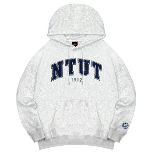 NTUT立體毛巾繡落肩帽T_麻花白