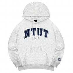 【2025新品上市】NTUT立體毛巾繡落肩帽T_麻花白