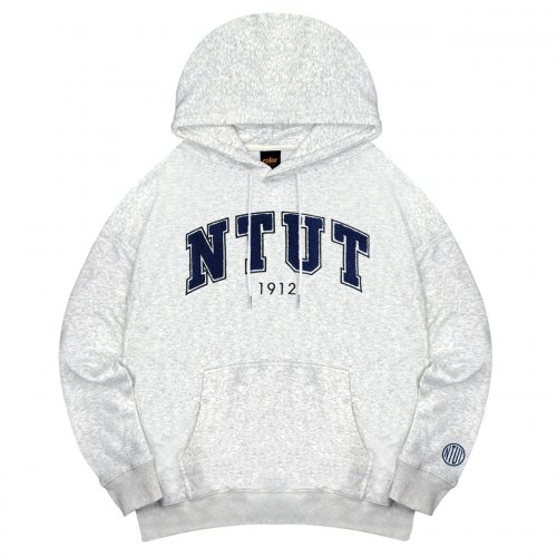 【2025新品上市】NTUT立體毛巾繡落肩帽T_麻花白