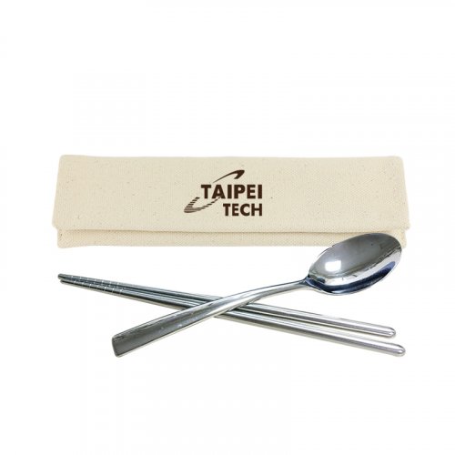 TAIPEITECH校徽環保餐具二入組_米白