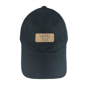 TAIPEI TECH皮革標老帽_黑