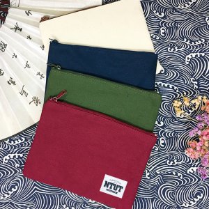 【團購商品，10個起做】NTUT美式大字簡約生活布標帆布收納袋_米白/深藍/深綠/酒紅
